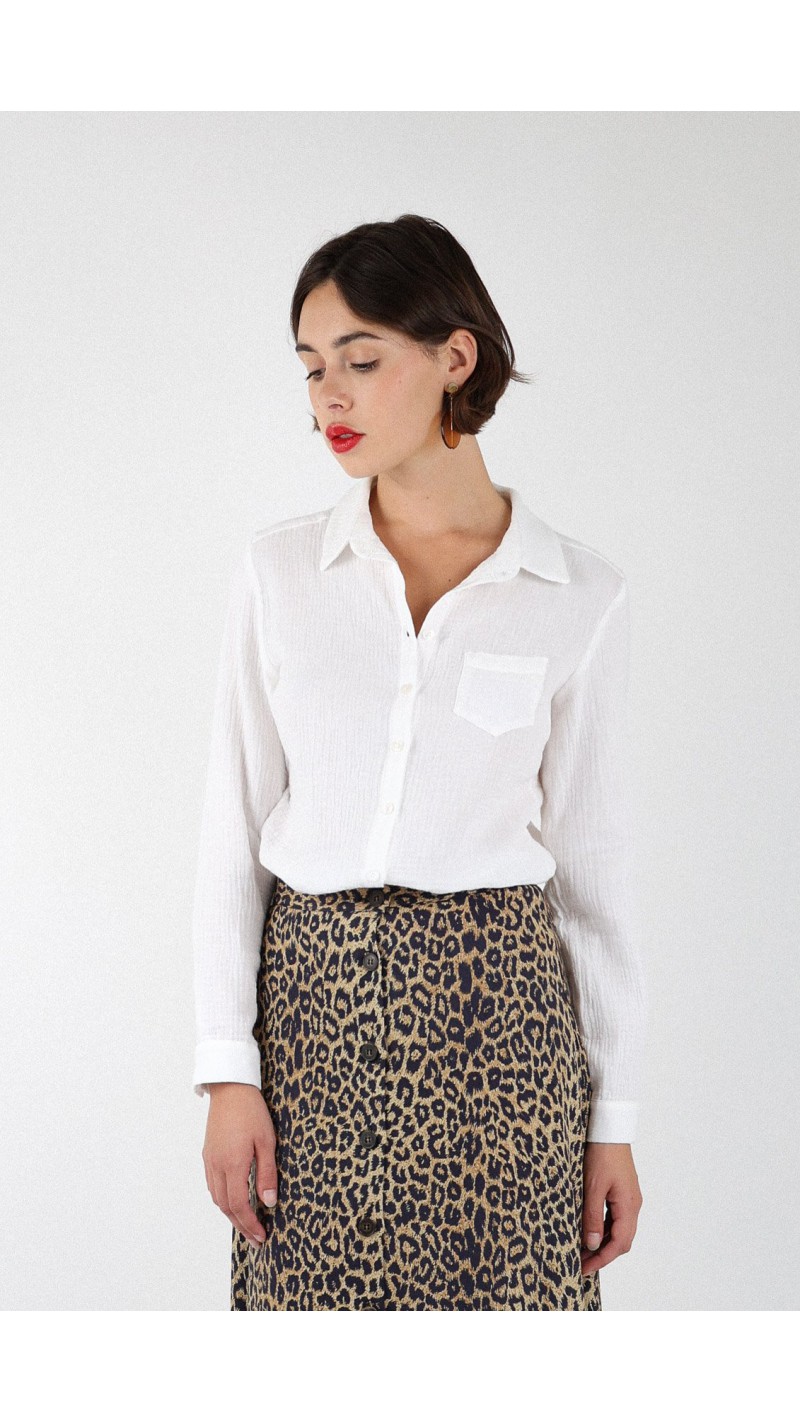 Chemise longue Raphaël rose en gaze de coton et loose